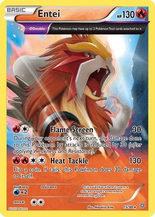 'Pokemon - 'Entei (15) 015/98  - Reverse Holofoil XY  Ancient Origins - Holo Rare