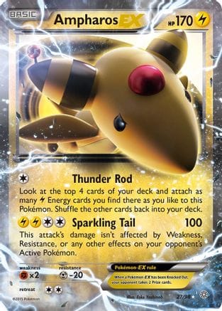 'Pokemon - 'Ampharos EX 027/98  - Holofoil XY  Ancient Origins - Ultra Rare