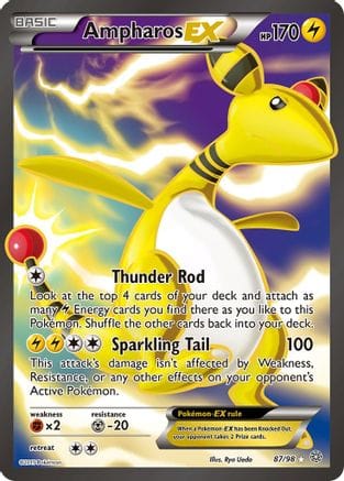 'Pokemon - 'Ampharos EX (87 Full Art) 087/98  - Holofoil XY  Ancient Origins - Ultra Rare
