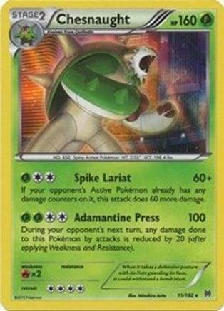'Pokemon - 'Chesnaught 011/162  - Holofoil XY  BREAKthrough - Holo Rare