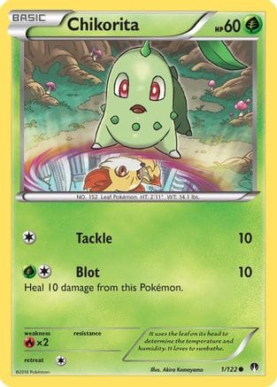 'Pokemon - 'Chikorita 001/122  - Reverse Holofoil XY  BREAKpoint - Common