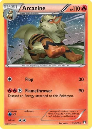 'Pokemon - 'Arcanine 011/122  - Reverse Holofoil XY  BREAKpoint - Uncommon