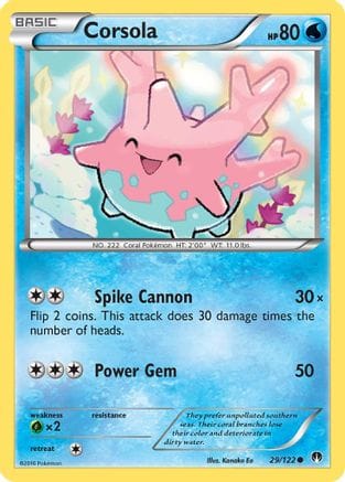 'Pokemon - 'Corsola 029/122  - Reverse Holofoil XY  BREAKpoint - Common