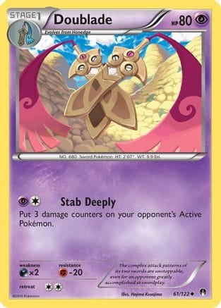 'Pokemon - 'Doublade 061/122  - Reverse Holofoil XY  BREAKpoint - Uncommon