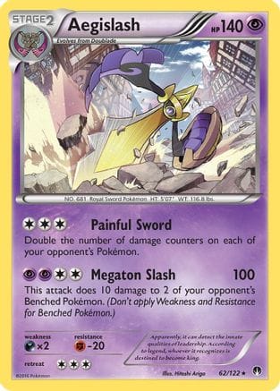'Pokemon - 'Aegislash 062/122  - Reverse Holofoil XY  BREAKpoint - Holo Rare