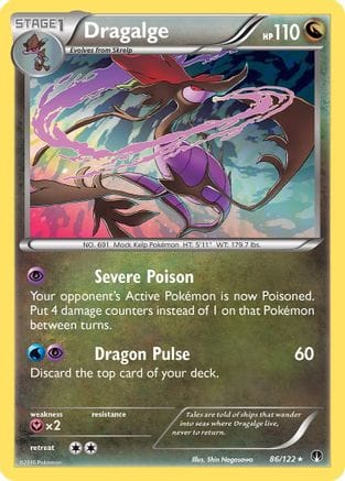 'Pokemon - 'Dragalge 086/122  - Reverse Holofoil XY  BREAKpoint - Holo Rare