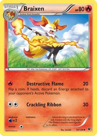 'Pokemon - 'Braixen 012/124  - Reverse Holofoil XY  Fates Collide - Uncommon