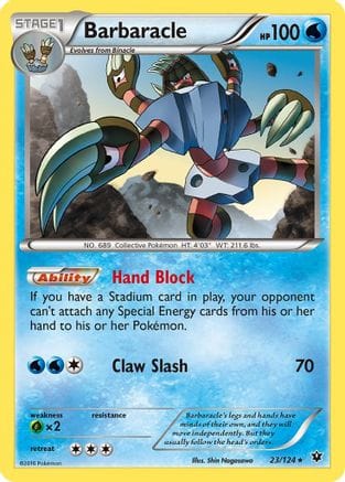 'Pokemon - 'Barbaracle 023/124  - Reverse Holofoil XY  Fates Collide - Rare