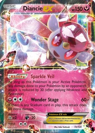 'Pokemon - 'Diancie EX 072/124  - Holofoil XY  Fates Collide - Ultra Rare