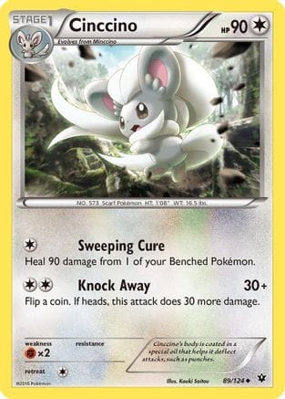 'Pokemon - 'Cinccino (89) 089/124  - Reverse Holofoil XY  Fates Collide - Uncommon