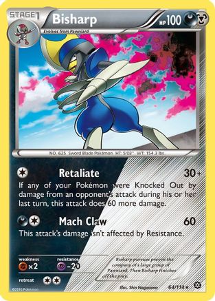 'Pokemon - 'Bisharp 064/114  - Holofoil XY  Steam Siege - Holo Rare