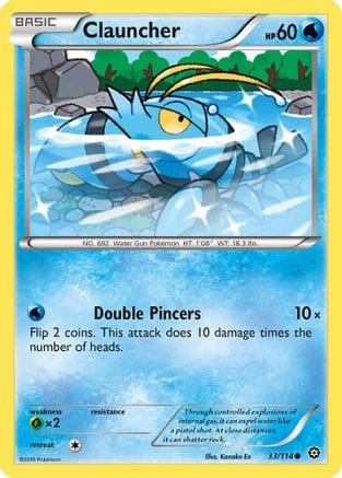 'Pokemon - 'Clauncher 033/114  - Reverse Holofoil XY  Steam Siege - Common