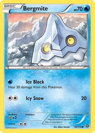 'Pokemon - 'Bergmite 036/114  XY  Steam Siege - Common