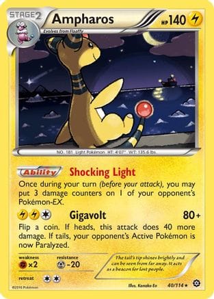 'Pokemon - 'Ampharos 040/114  - Holofoil XY  Steam Siege - Holo Rare