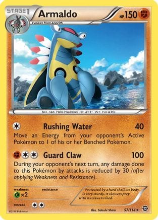'Pokemon - 'Armaldo 057/114  - Reverse Holofoil XY  Steam Siege - Rare