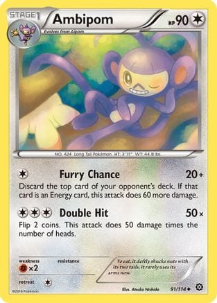 'Pokemon - 'Ambipom 091  XY  Steam Siege - Uncommon