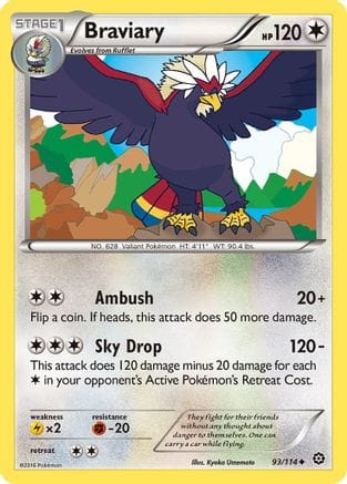 'Pokemon - 'Braviary 093  XY  Steam Siege - Uncommon