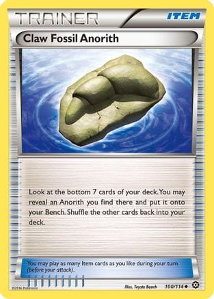 'Pokemon - 'Claw Fossil Anorith 100/114  - Reverse Holofoil XY  Steam Siege - Uncommon