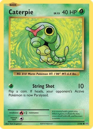 'Pokemon - 'Caterpie 003/108  - Reverse Holofoil XY  Evolutions - Common