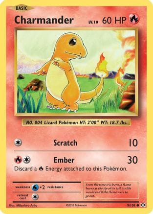 'Pokemon - 'Charmander 009/108  - Reverse Holofoil XY  Evolutions - Common