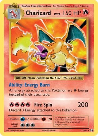 'Pokemon - 'Charizard 011/108  - Reverse Holofoil XY  Evolutions - Holo Rare