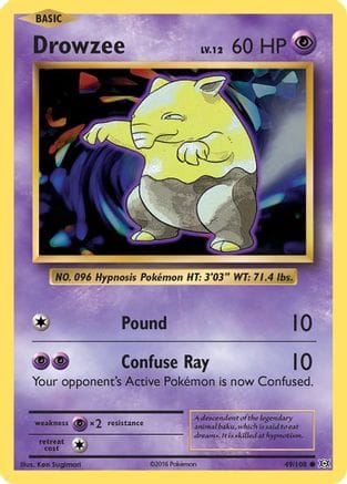 'Pokemon - 'Drowzee 049/108  - Reverse Holofoil XY  Evolutions - Common