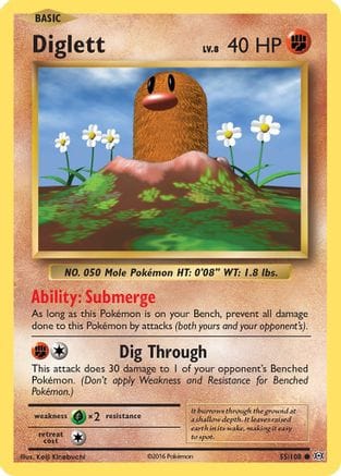 'Pokemon - 'Diglett 055/108  - Reverse Holofoil XY  Evolutions - Common