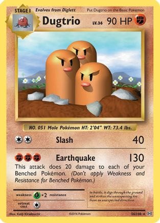 'Pokemon - 'Dugtrio 056/108  - Reverse Holofoil XY  Evolutions - Rare