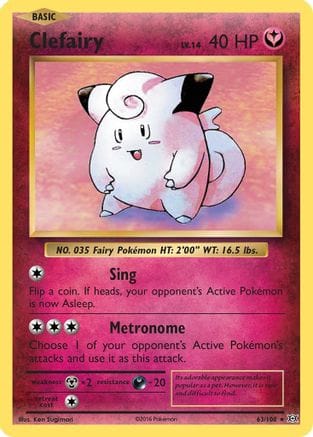 'Pokemon - 'Clefairy 063/108  - Reverse Holofoil XY  Evolutions - Holo Rare