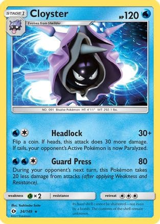 'Pokemon - 'Cloyster 034/149  SM Base Set - Rare