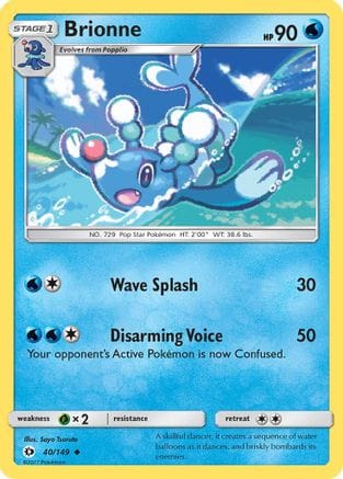 'Pokemon - 'Brionne 040/149  - Reverse Holofoil SM Base Set - Uncommon