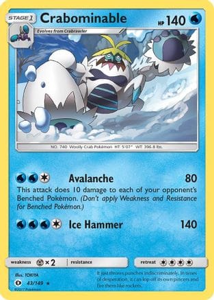 'Pokemon - 'Crabominable 043/149  SM Base Set - Rare