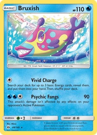 'Pokemon - 'Bruxish 048/149  - Reverse Holofoil SM Base Set - Rare