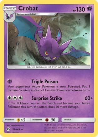 'Pokemon - 'Crobat 056/149  - Reverse Holofoil SM Base Set - Holo Rare