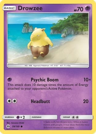 'Pokemon - 'Drowzee 059/149  - Reverse Holofoil SM Base Set - Common