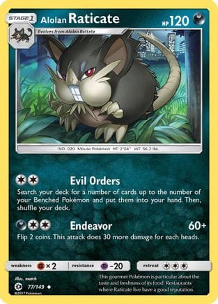 'Pokemon - 'Alolan Raticate 077/149  SM Base Set - Uncommon