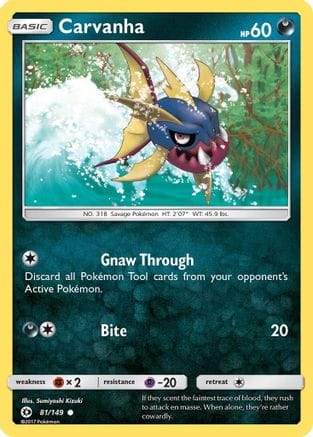 'Pokemon - 'Carvanha 081/149  - Reverse Holofoil SM Base Set - Common