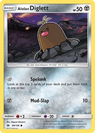'Pokemon - 'Alolan Diglett 086/149  SM Base Set - Common