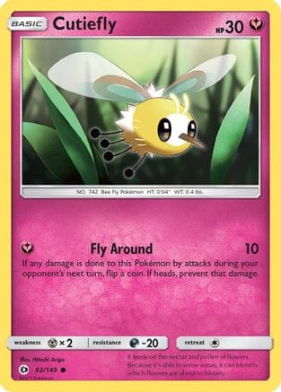 'Pokemon - 'Cutiefly 092/149  - Reverse Holofoil SM Base Set - Common