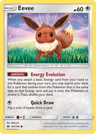 'Pokemon - 'Eevee 101/149  - Reverse Holofoil SM Base Set - Common