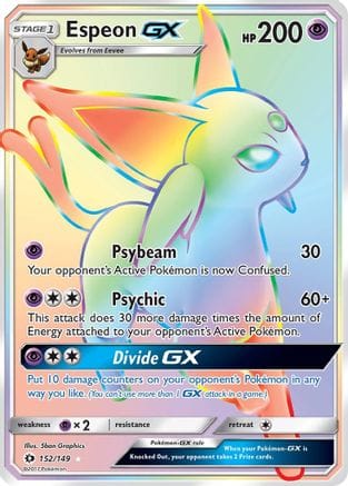 'Pokemon - 'Espeon GX (Secret) 152/149  - Holofoil SM Base Set - Secret Rare