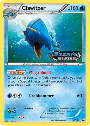 'Pokemon - 'Clawitzer (XY Steam Siege Prerelease) XY146  - Holofoil XY Promos - Promo