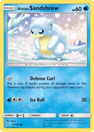 'Pokemon - 'Alolan Sandshrew 019/145  - Reverse Holofoil SM  Guardians Rising - Common