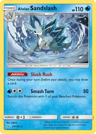 'Pokemon - 'Alolan Sandslash 020/145  - Reverse Holofoil SM  Guardians Rising - Rare
