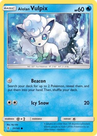 'Pokemon - 'Alolan Vulpix 021/145  SM  Guardians Rising - Common