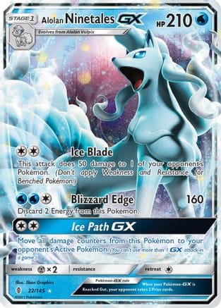 'Pokemon - 'Alolan Ninetales GX 022/145  - Holofoil SM  Guardians Rising - Ultra Rare