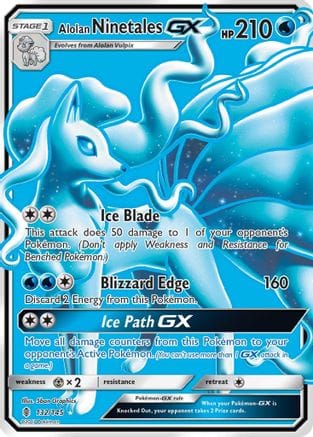 'Pokemon - 'Alolan Ninetales GX (Full Art) 132/145  - Holofoil SM  Guardians Rising - Ultra Rare