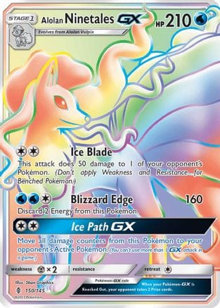 'Pokemon - 'Alolan Ninetales GX (Secret) 150  - Holofoil SM  Guardians Rising - Secret Rare