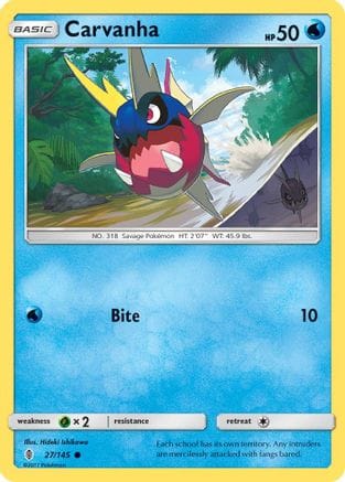 'Pokemon - 'Carvanha 027  SM  Guardians Rising - Common