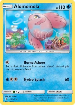 'Pokemon - 'Alomomola 036  - Reverse Holofoil SM  Guardians Rising - Uncommon
